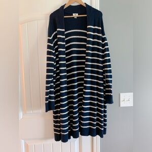 OLD NAVY Blue & White STRIPE Long Sleeve Open Front CARDIGAN Sweater Sz XXL